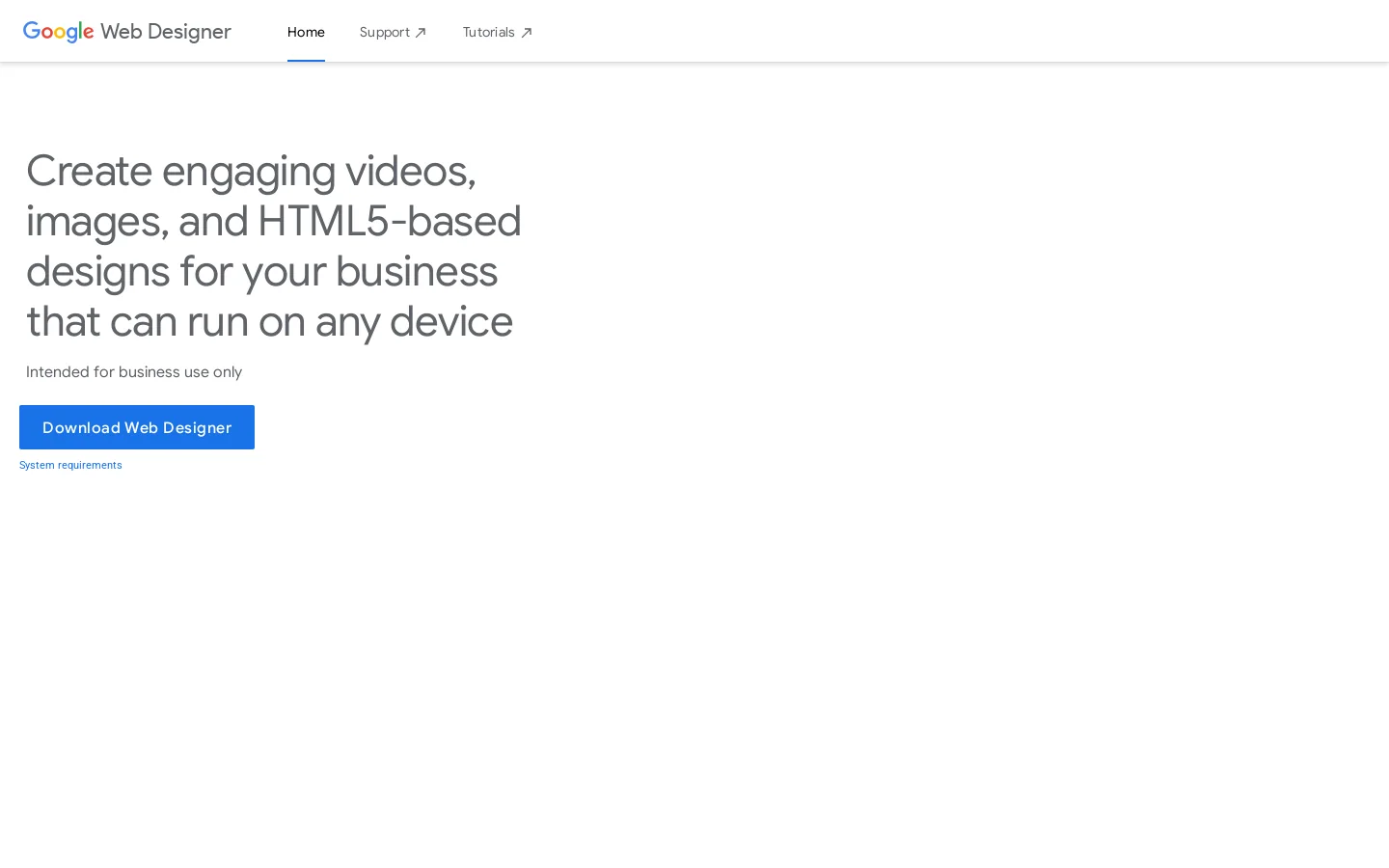 Google Web Designer - Home Homepage screenshot