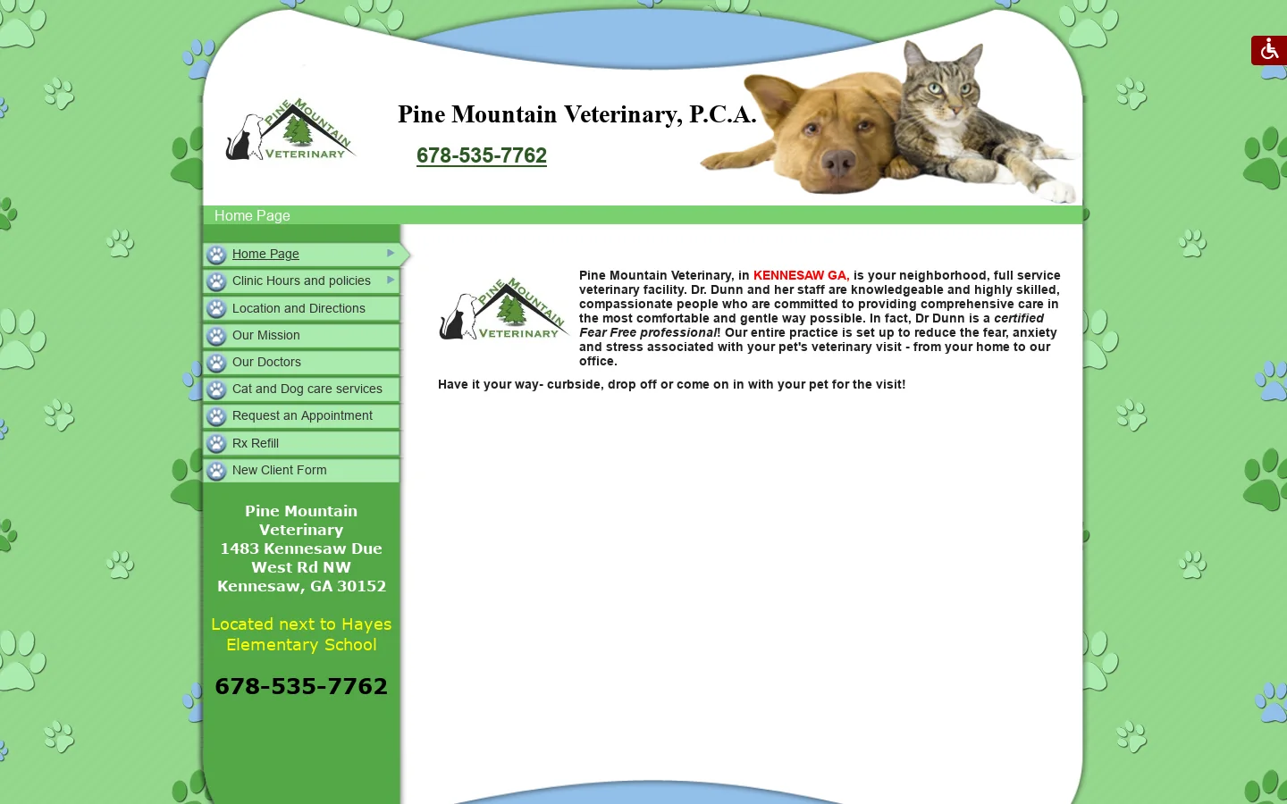 Pine Mountain Veterinary in Kennesaw, Georgia Homepage screenshot