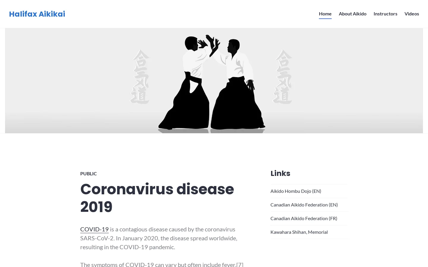 Halifax Aikikai Homepage screenshot