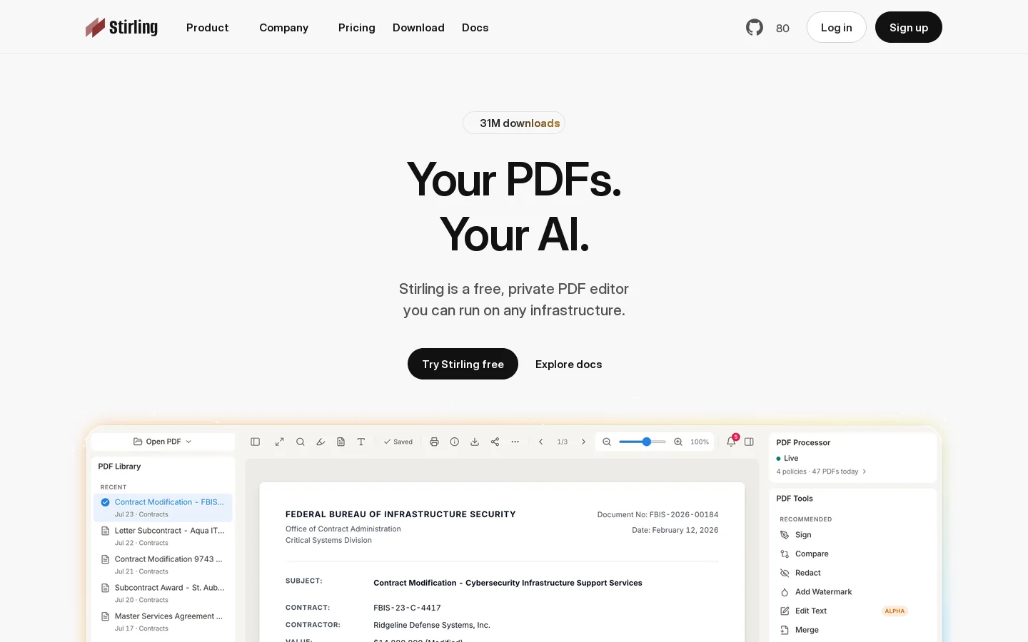 Stirling PDF Homepage screenshot