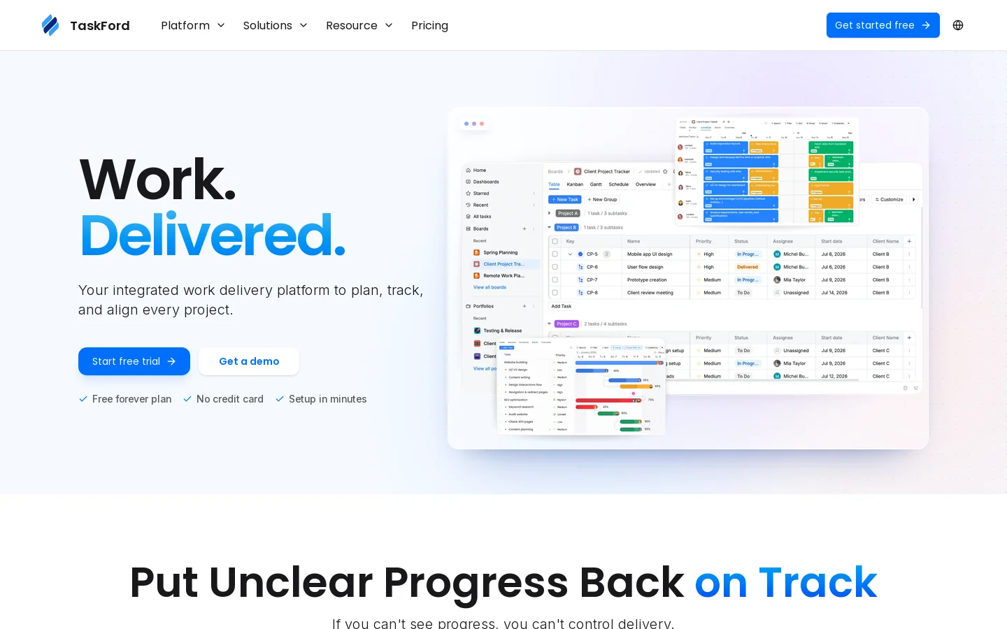 TaskFord Homepage screenshot