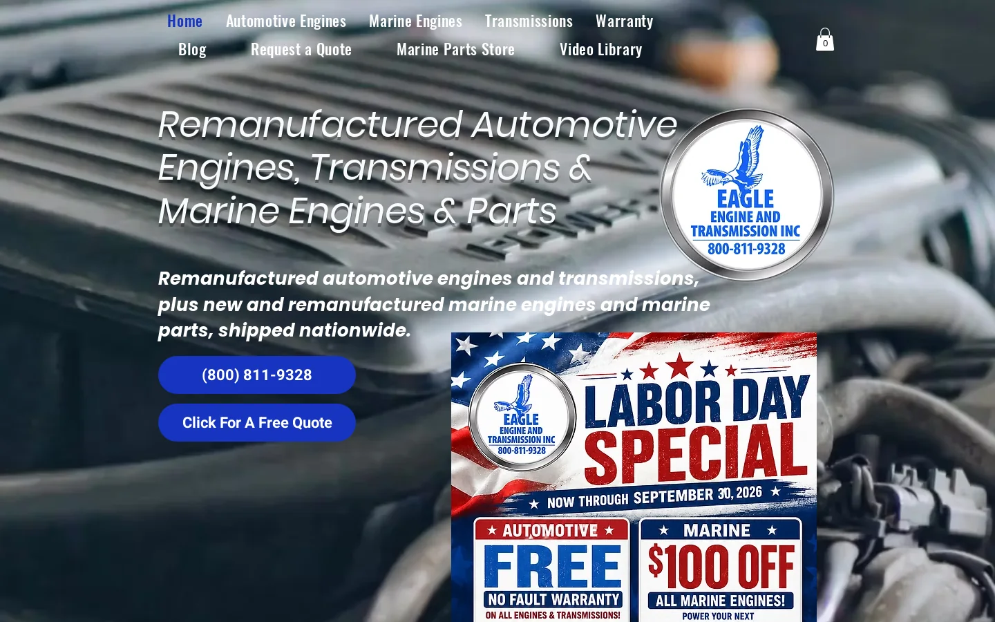 Eagle Engine Sales Homepage screenshot