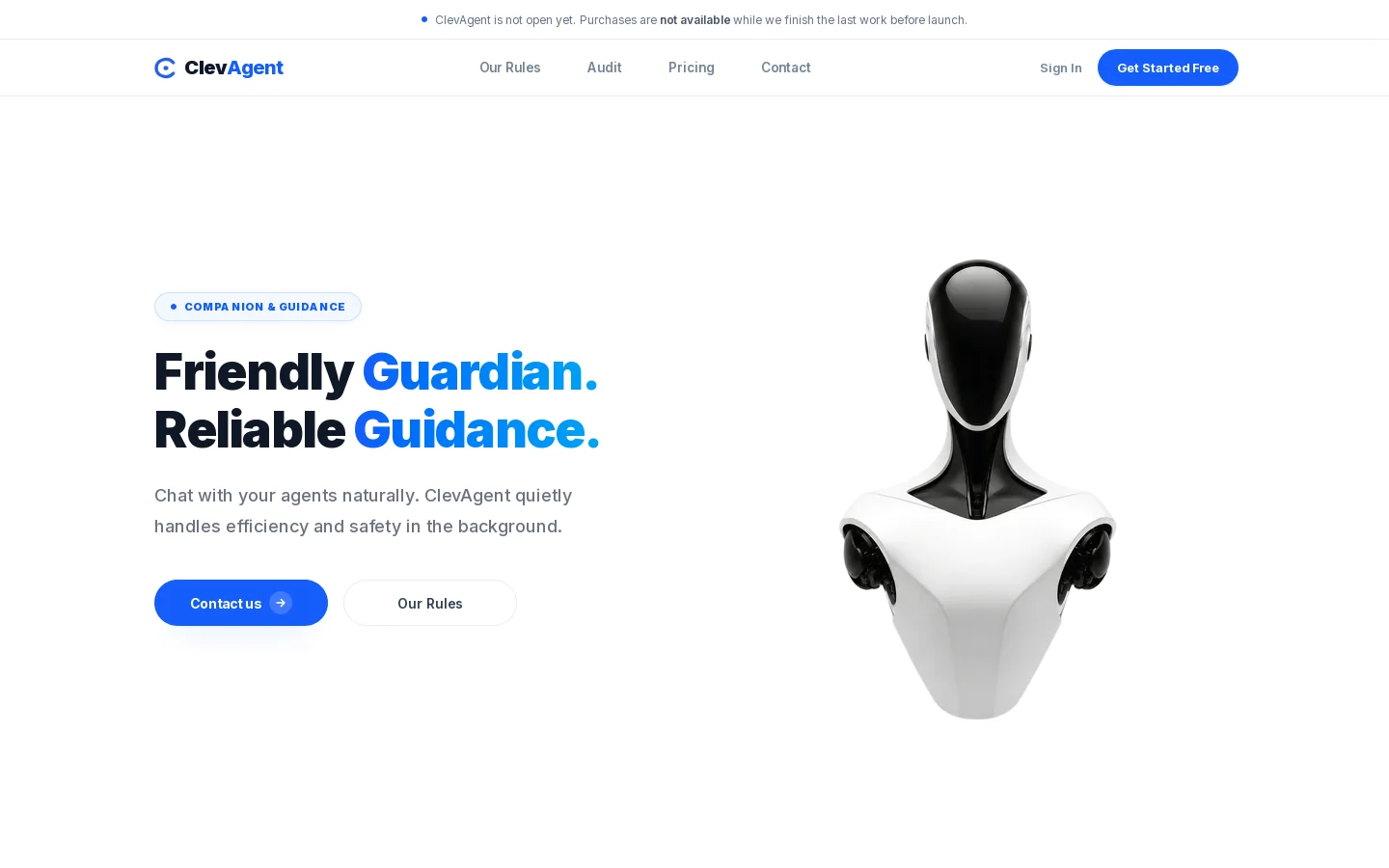 ClevAgent Homepage screenshot