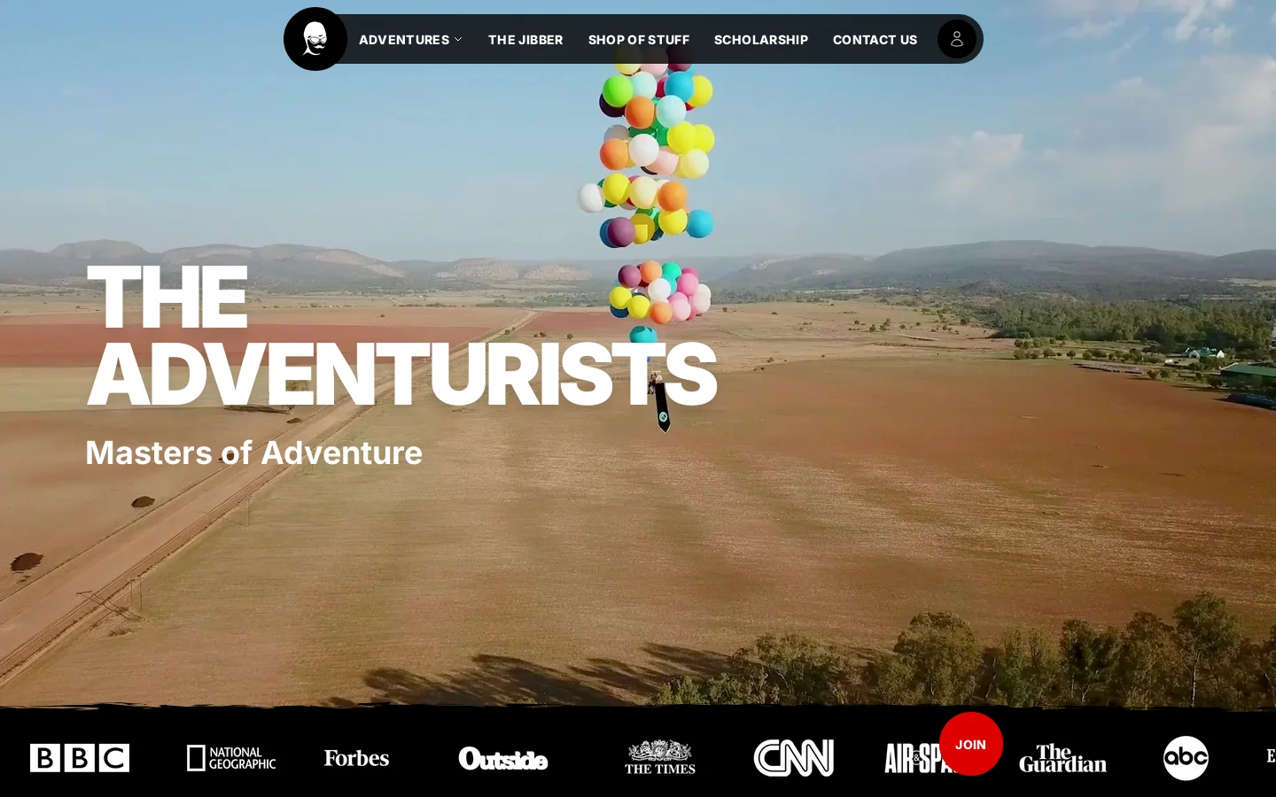 The Adventurists Homepage screenshot