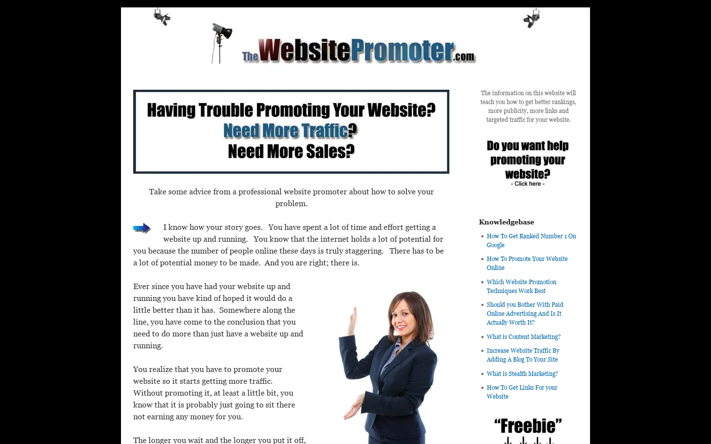 Professional Website Promoter Homepage screenshot
