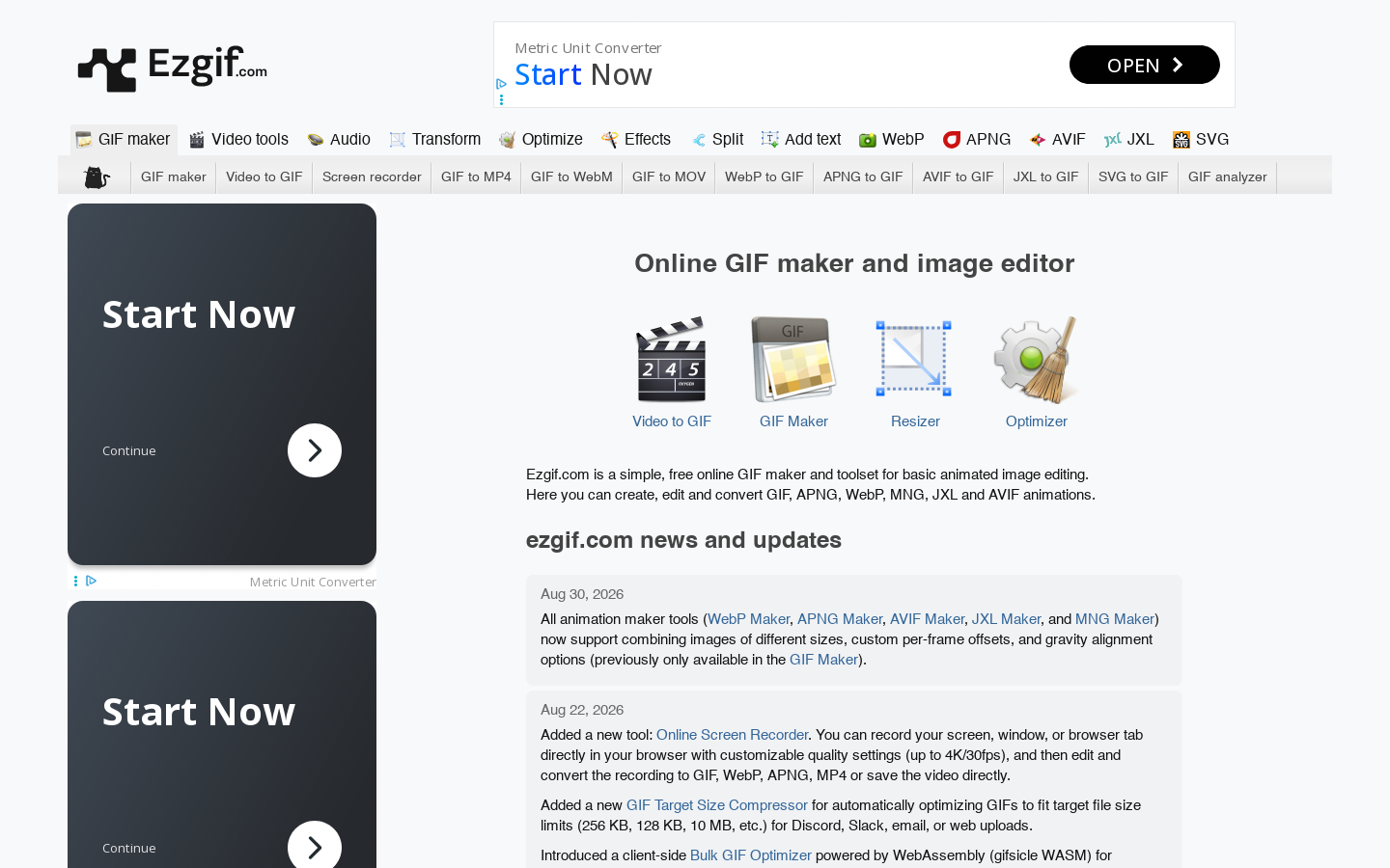 Ezgif Homepage screenshot
