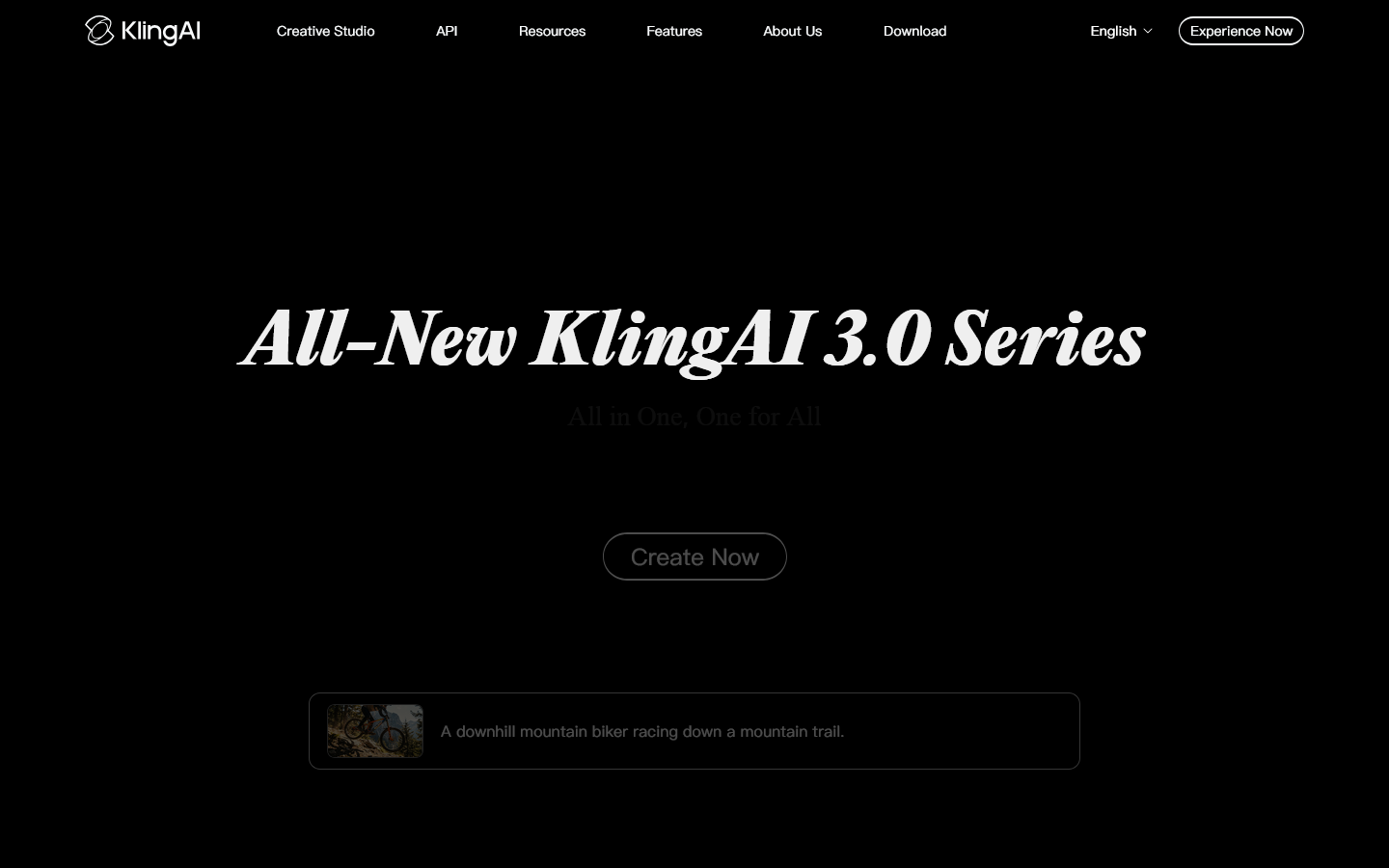 Kling AI Homepage screenshot