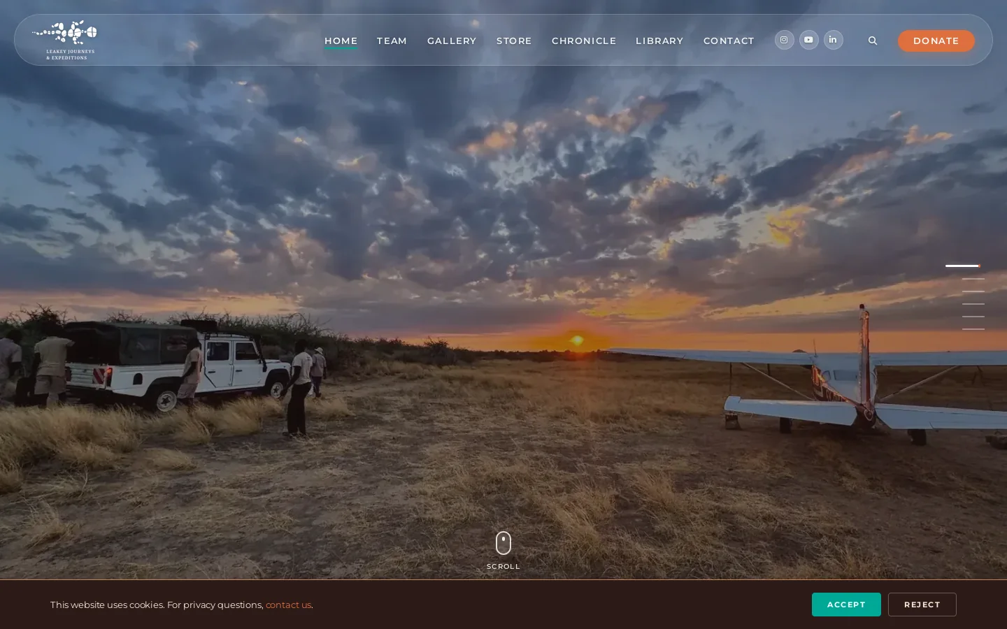 Leakey Journeys Homepage screenshot