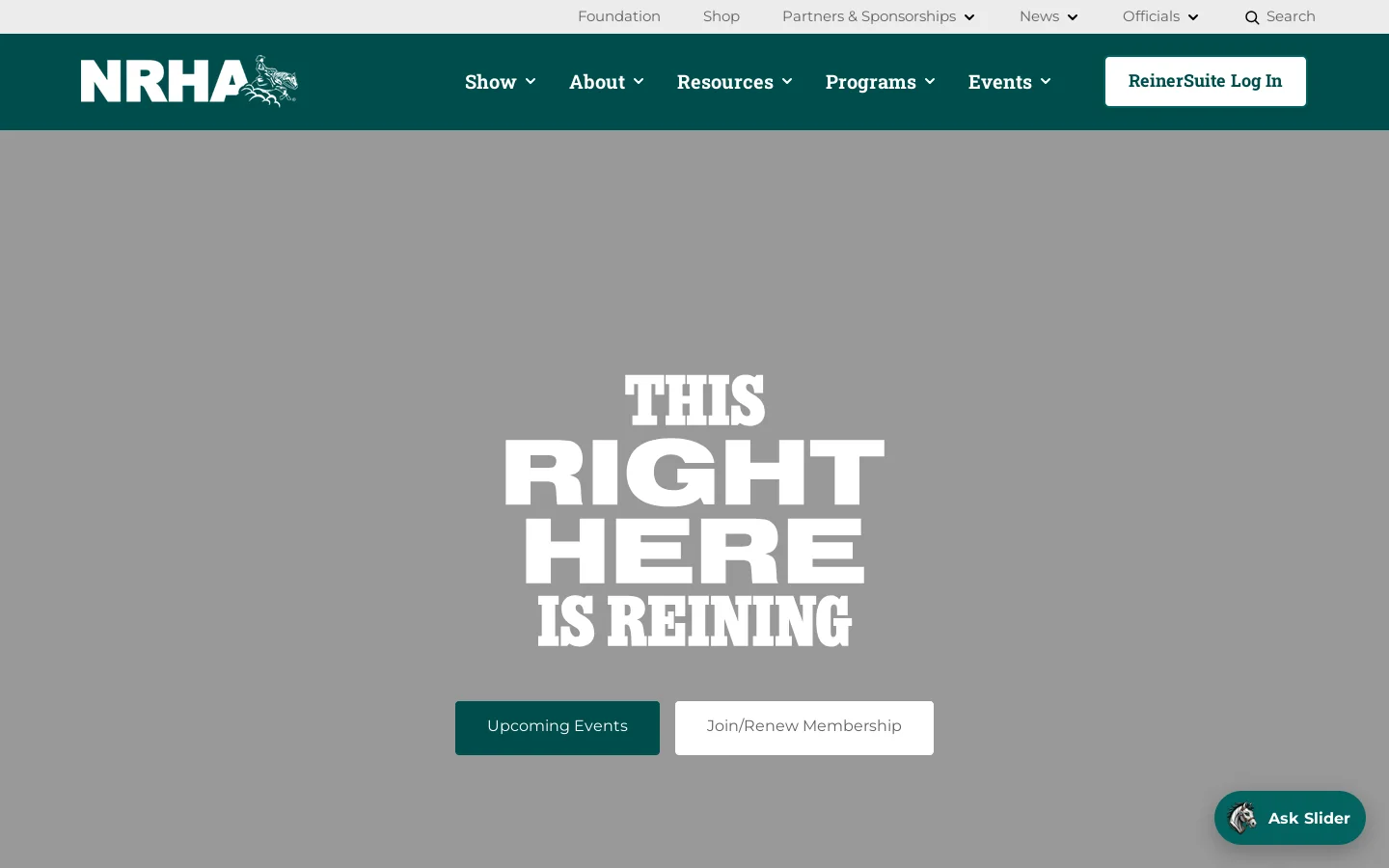 National Reining Horse Association | This Right Here Is Reining Homepage screenshot