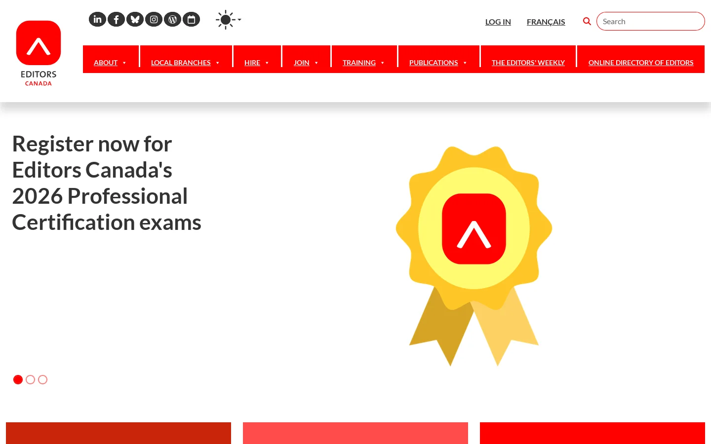 Editors Canada Homepage screenshot