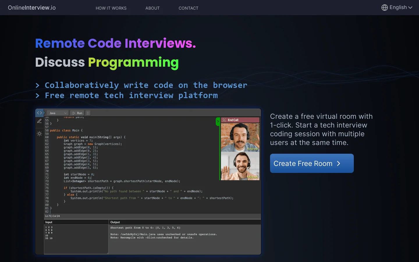 OnlineInterview.io Homepage screenshot