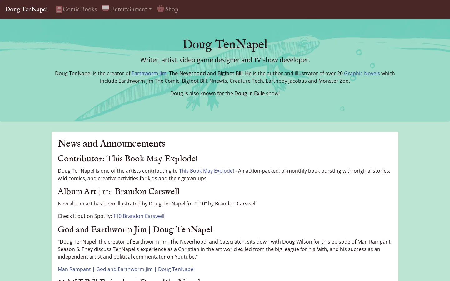 Doug TenNapel | Official site Homepage screenshot