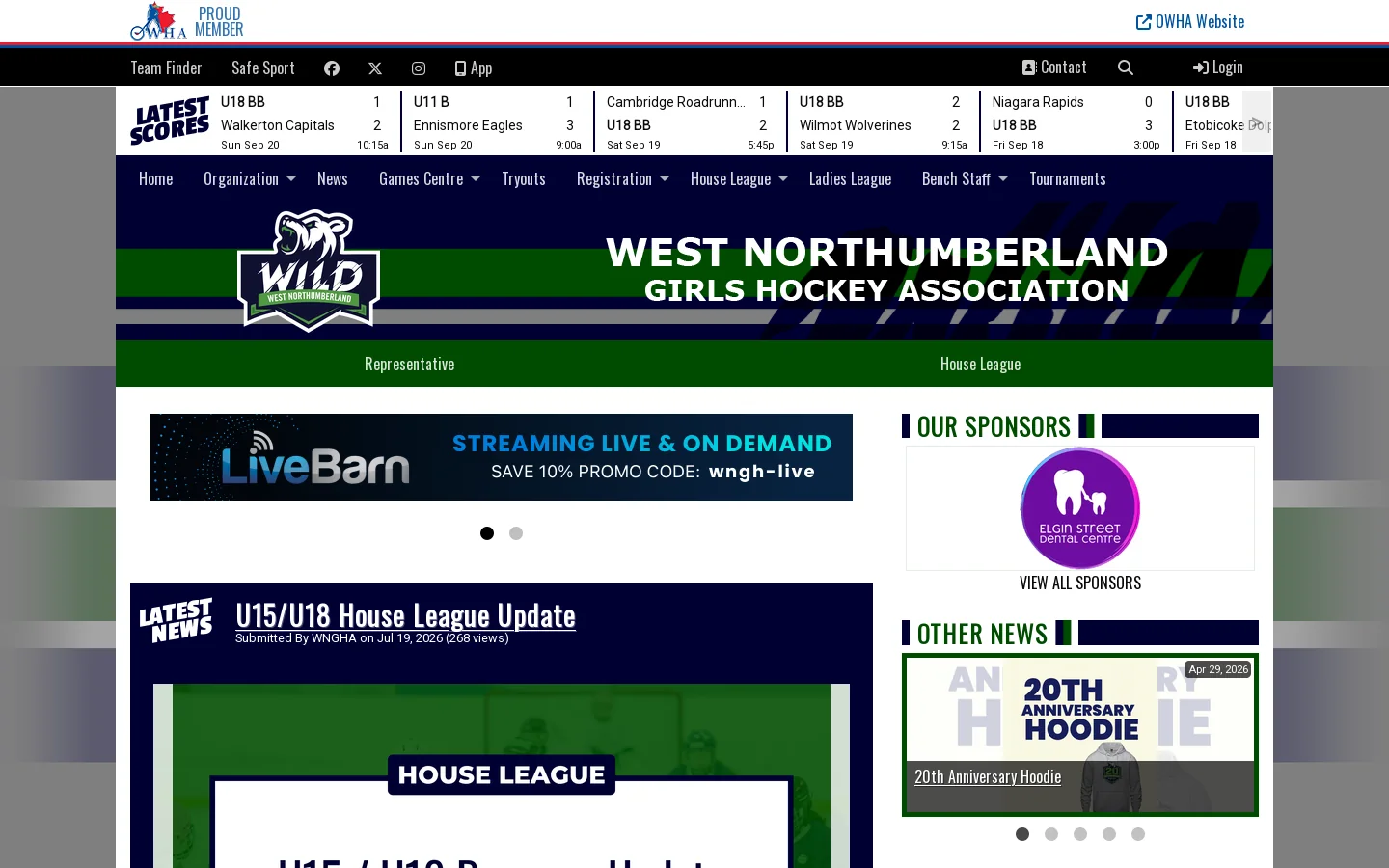 West Northumberland Girls Hockey Association Homepage screenshot