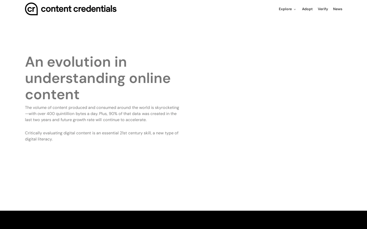 Content Credentials Homepage screenshot