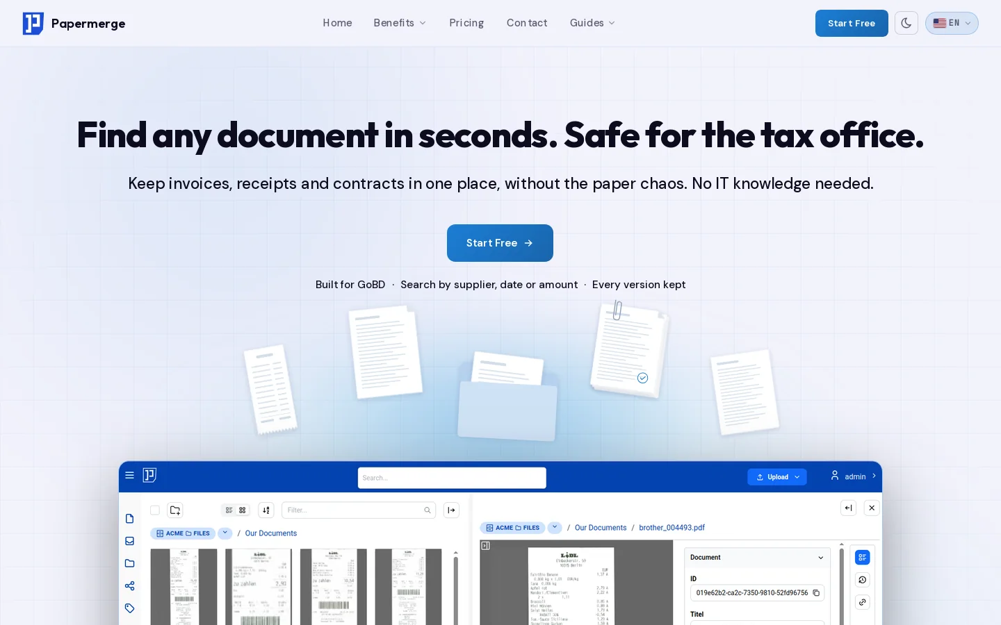 Papermerge DMS Homepage screenshot