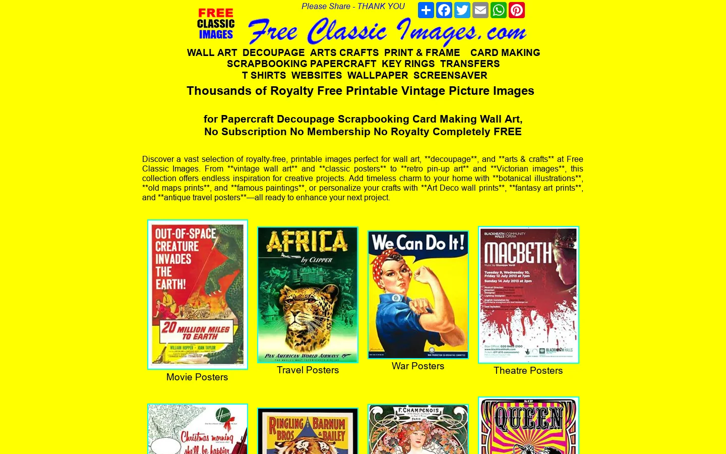 Thousands of Royalty Free Printable Vintage Picture Images Homepage screenshot