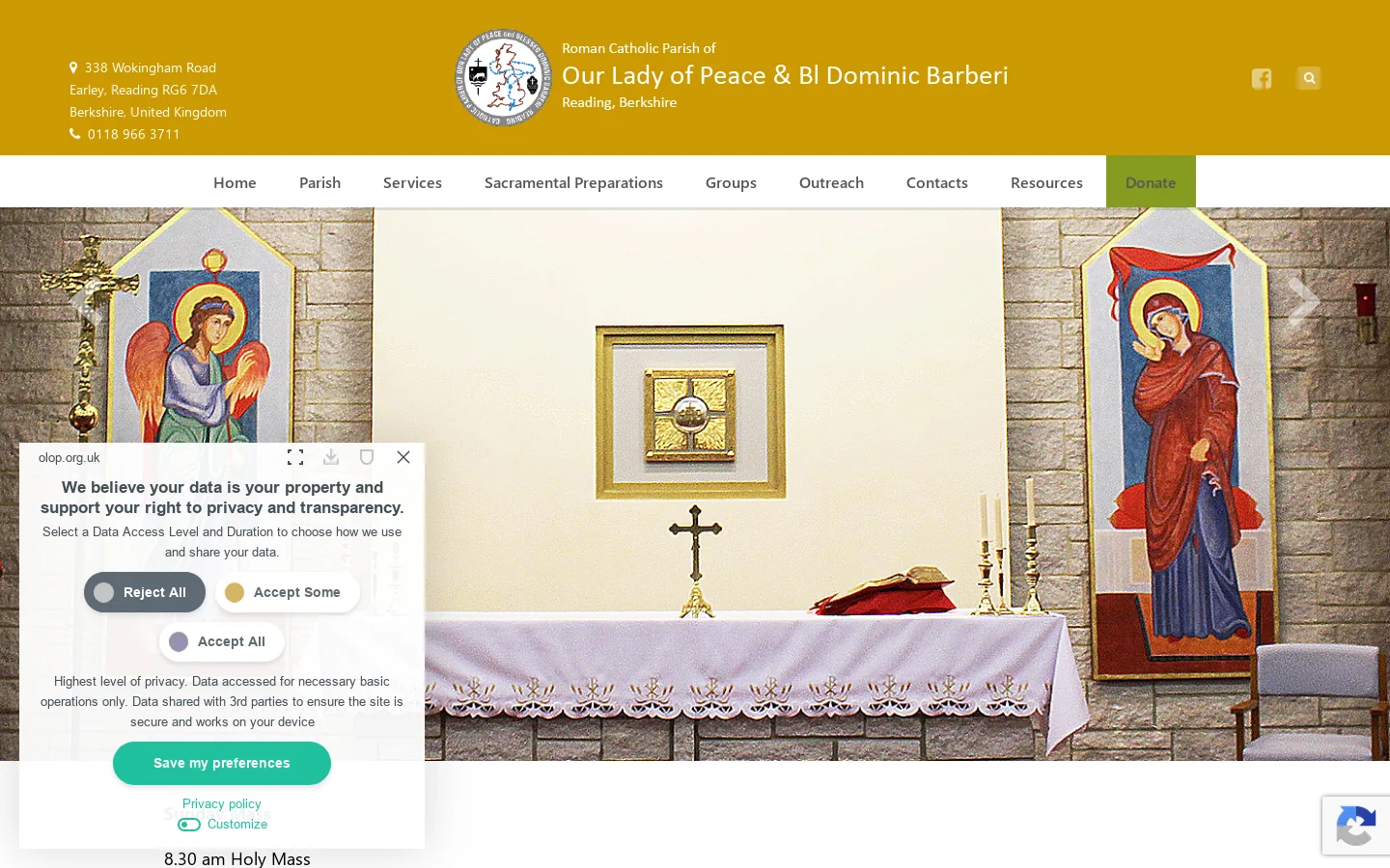 Roman Catholic Parish of Our Lady of Peace & Blessed Dominic Barberi Homepage screenshot