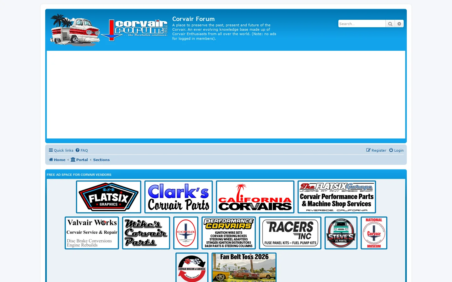 Corvair Forum Homepage screenshot