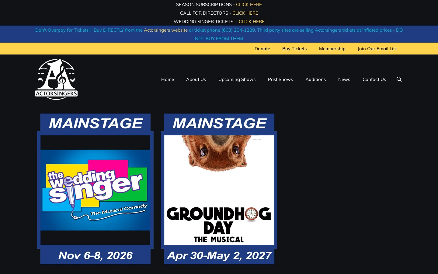 Actorsingers Homepage screenshot