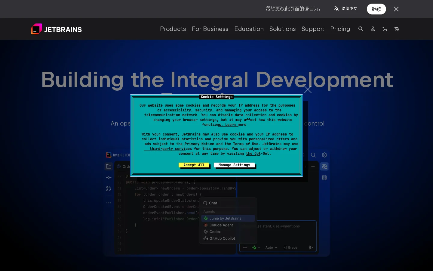 JetBrains Homepage screenshot