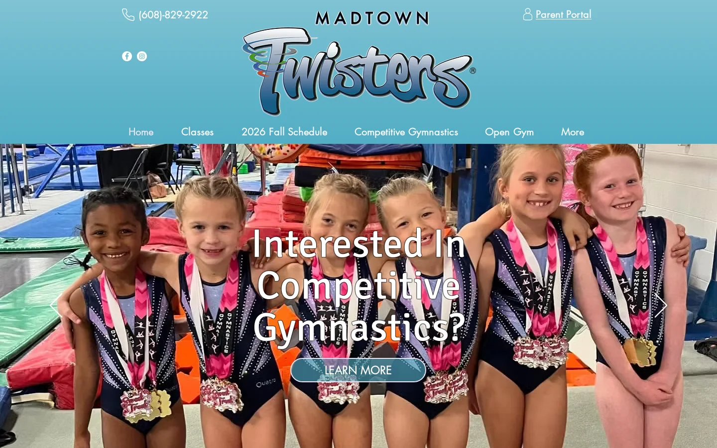 Madtown Twisters Gymnastics Homepage screenshot