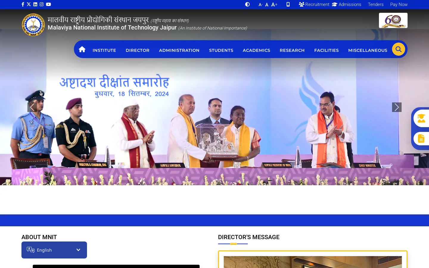 Malaviya National Institute of Technology Jaipur Homepage screenshot