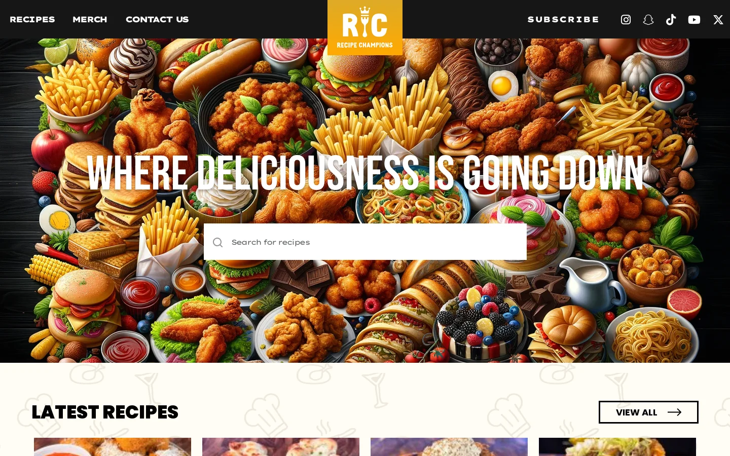 Recipe Champions Homepage screenshot