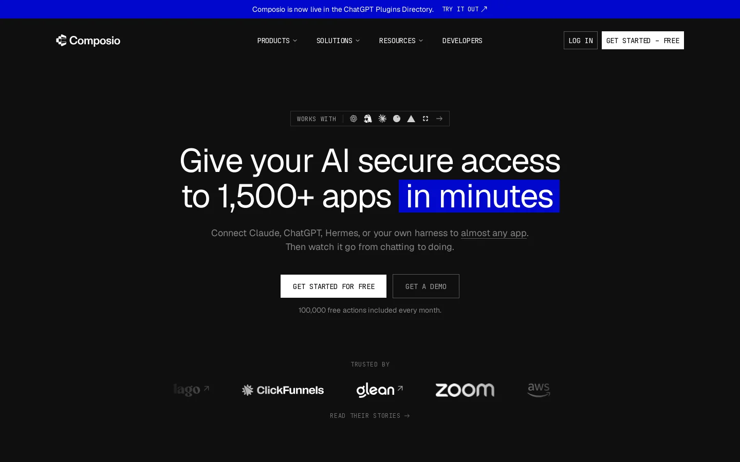 Composio Homepage screenshot