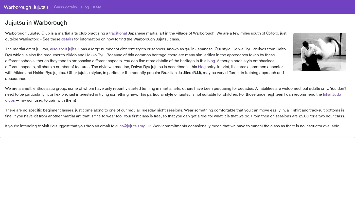 Jujutsu in Warborough Homepage screenshot