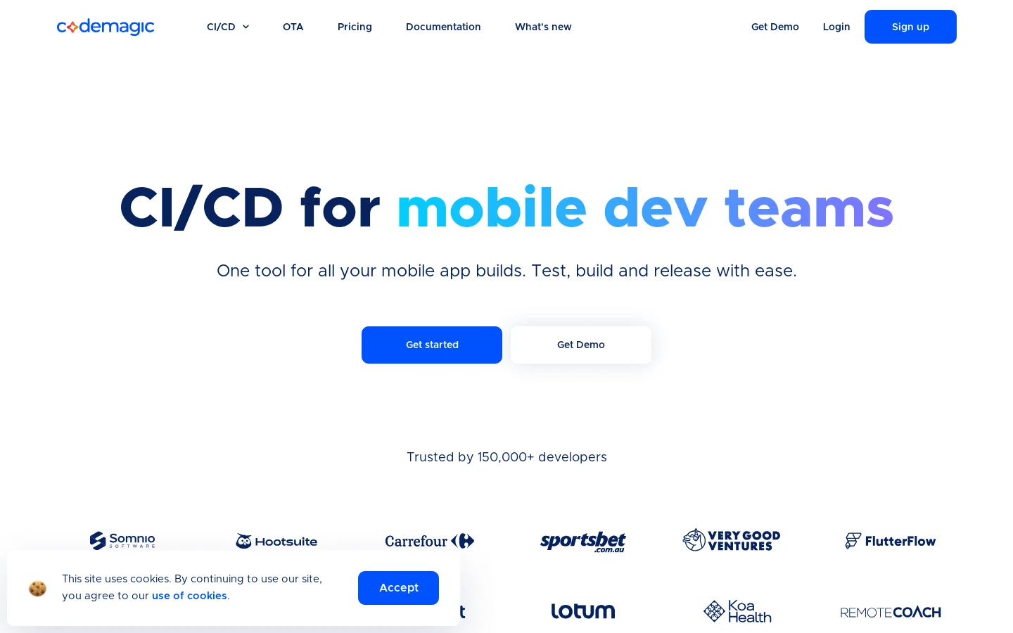 Codemagic Homepage screenshot