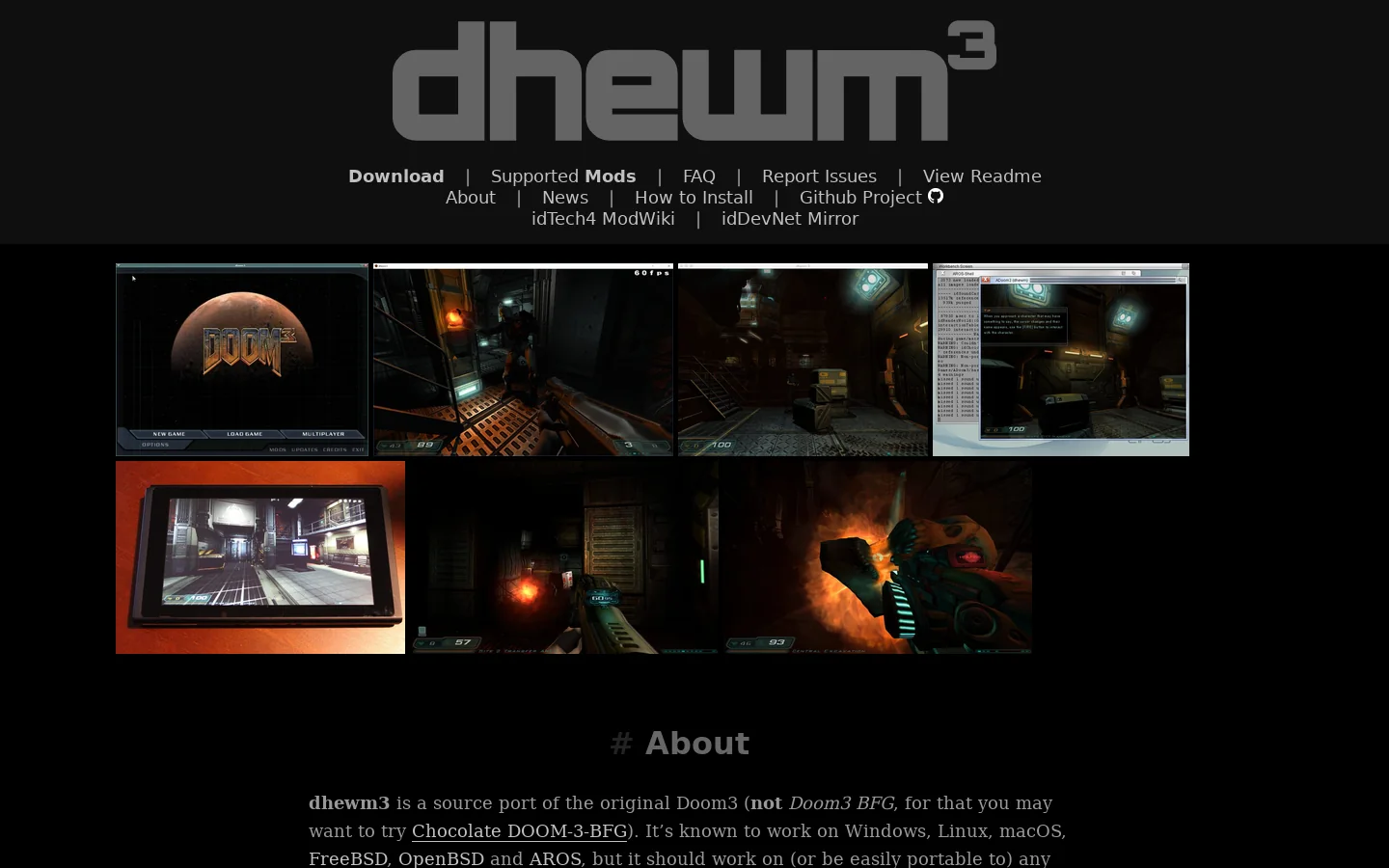 dhewm3 Homepage screenshot