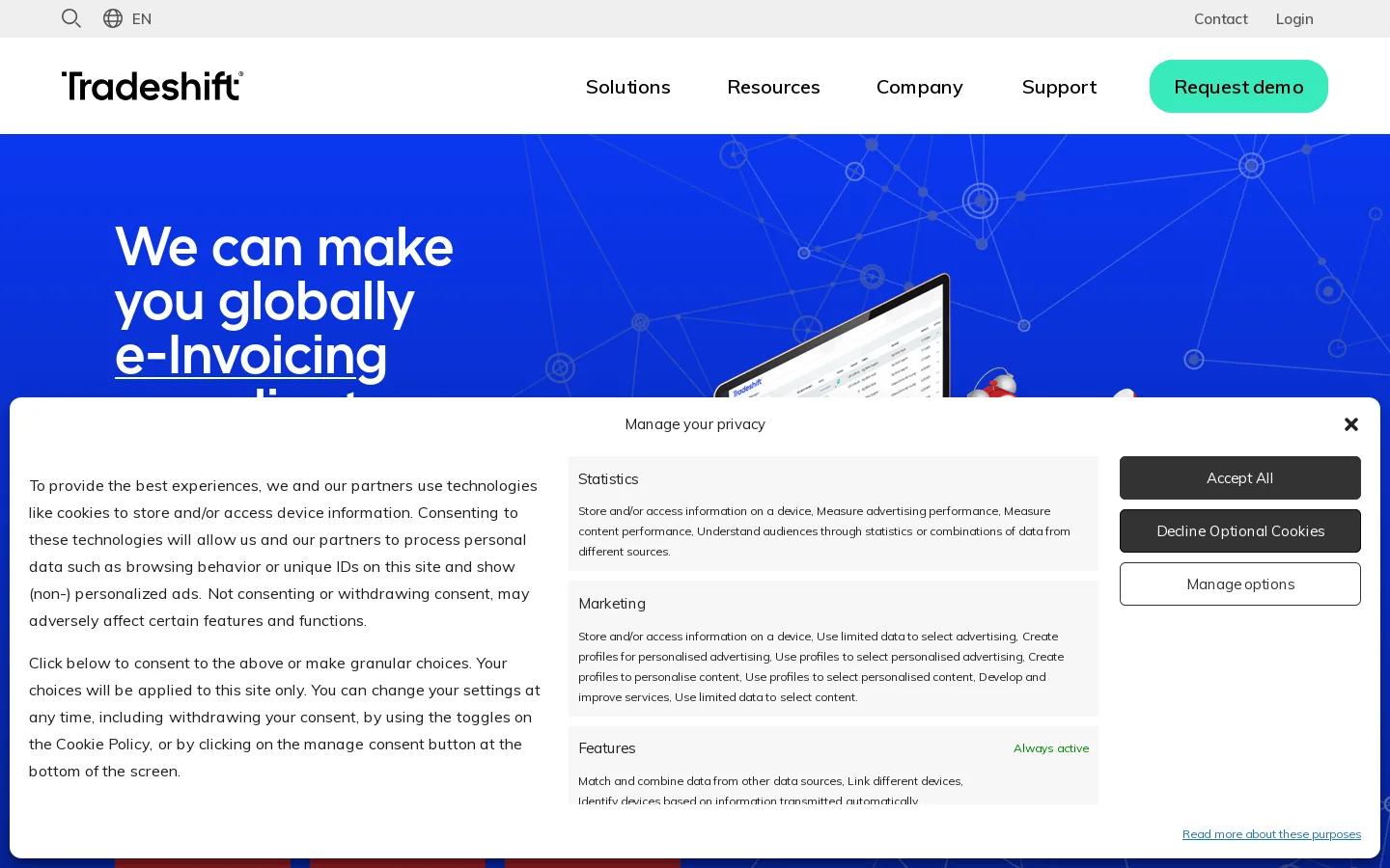 Tradeshift Homepage screenshot
