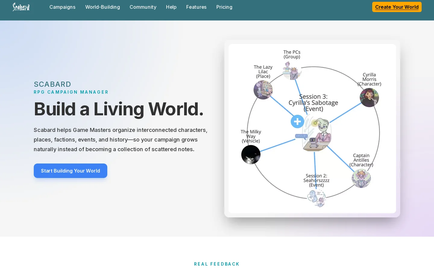Scabard Homepage screenshot