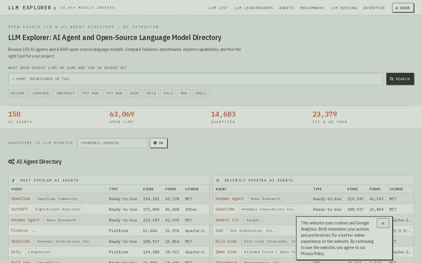 LLM Explorer Homepage screenshot