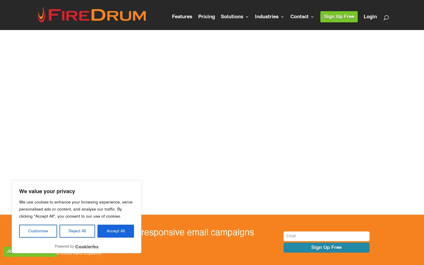 FireDrum Email Marketing Homepage screenshot
