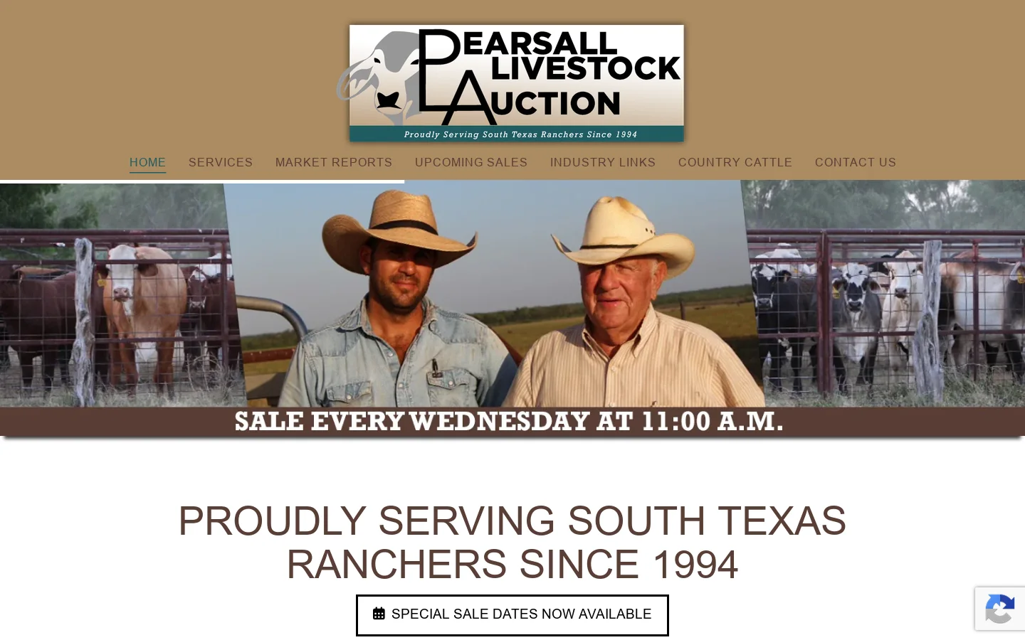 Pearsall Livestock Auction Homepage screenshot
