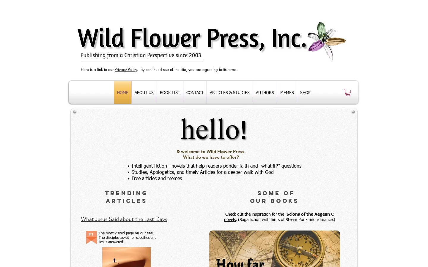 Wild Flower Press, Inc., Publisher of Christian Books and studies Homepage screenshot