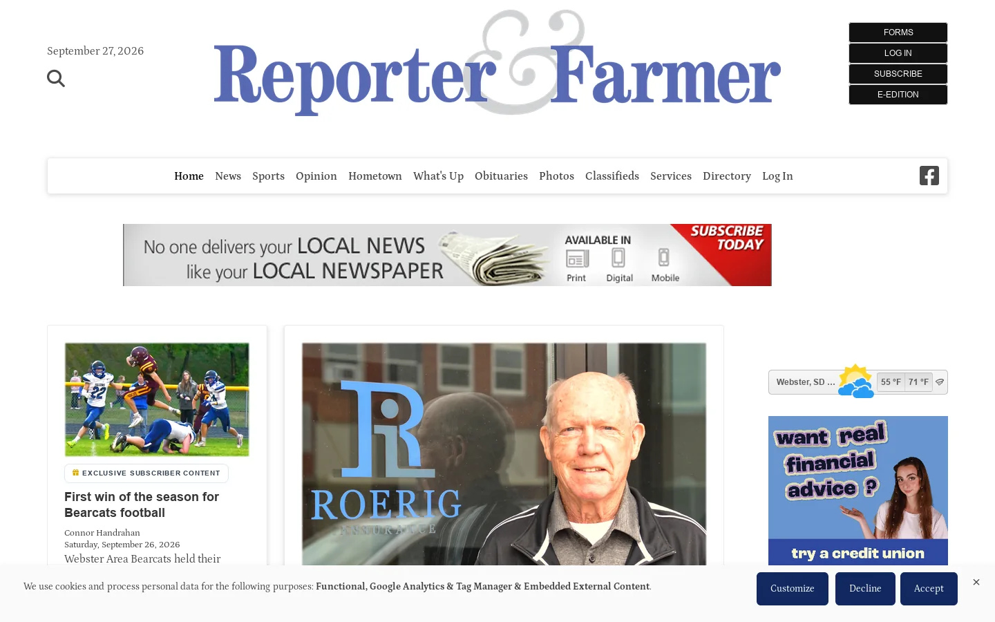 Reporter & Farmer Homepage screenshot