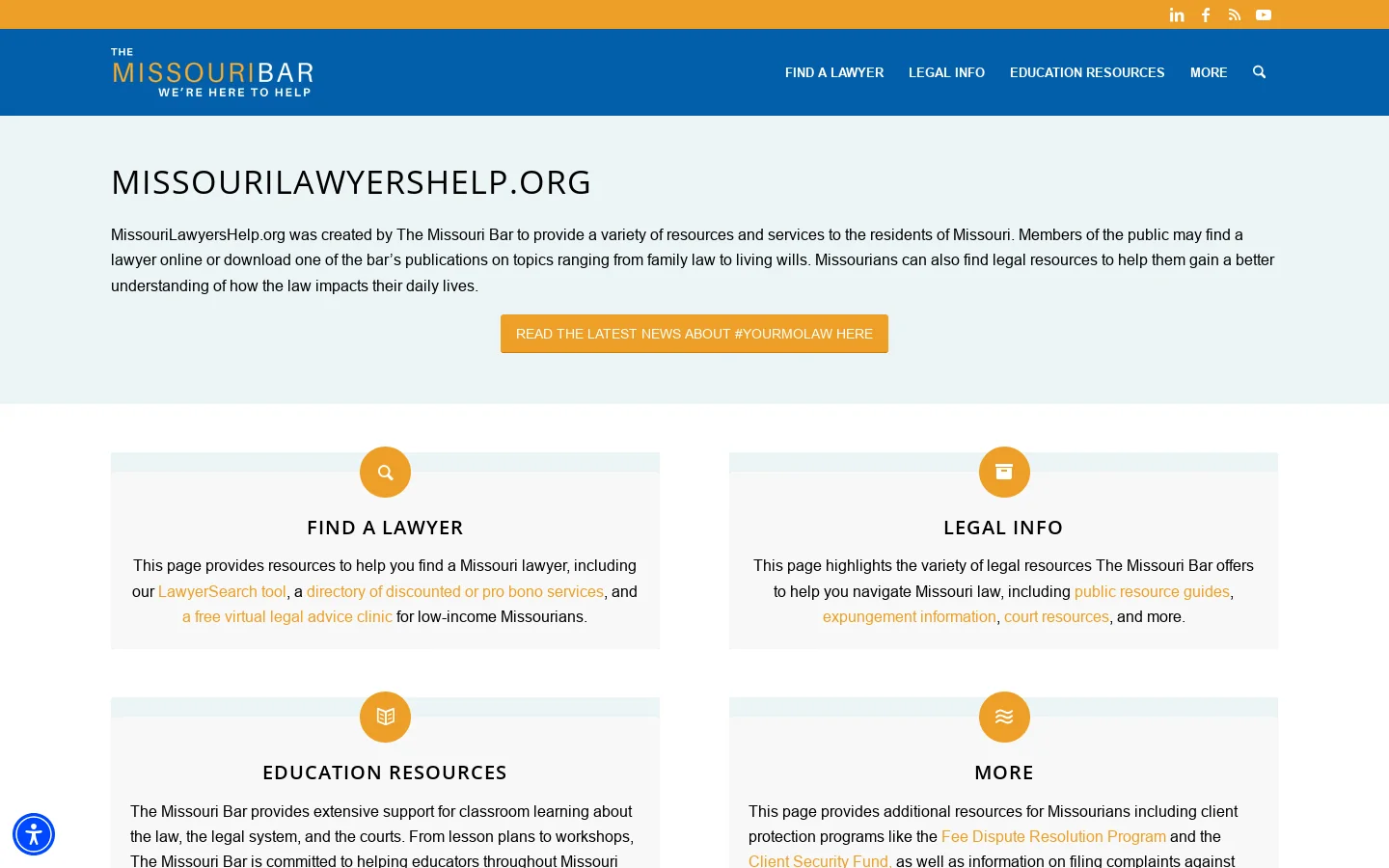Home - Your Missouri Lawyers Homepage screenshot