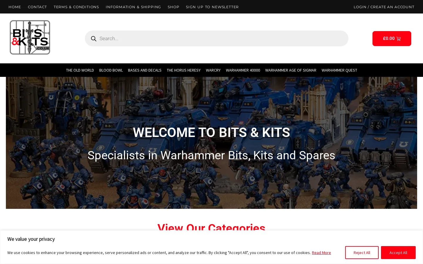Warhammer 40K Bits, Age of Sigmar, Games Workshop Spares the Homepage screenshot