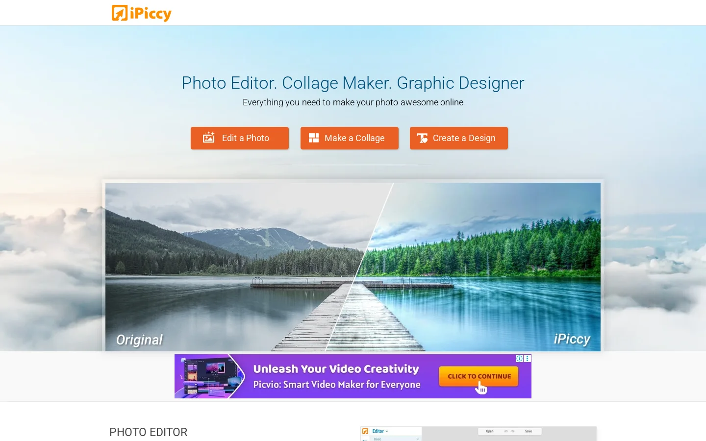 iPiccy Homepage screenshot