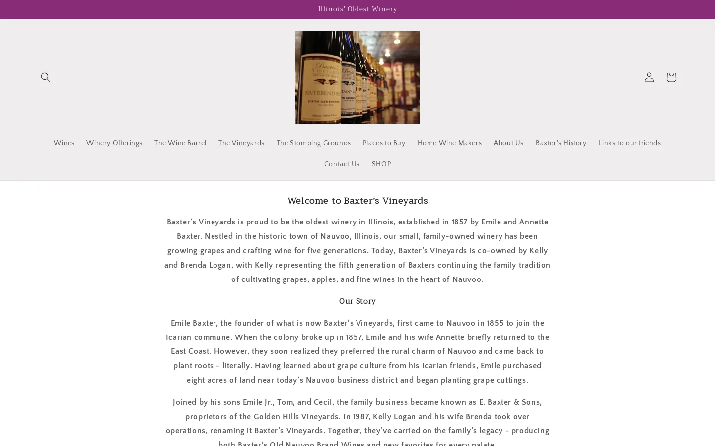 Baxter’s Winery & Vineyards – Baxter’s Winery & Vineyards Homepage screenshot