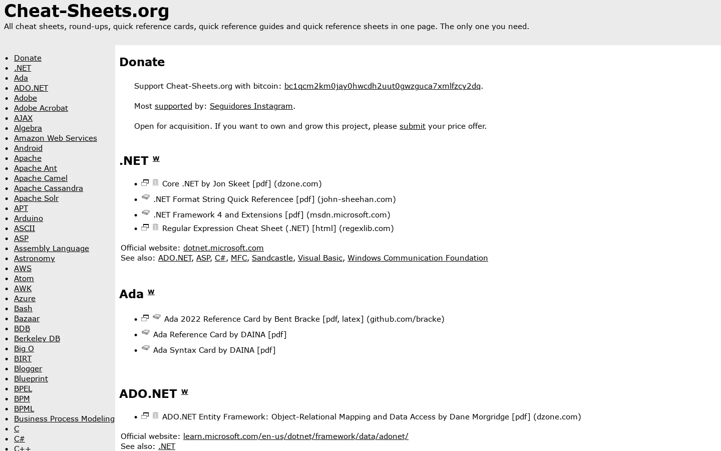 Cheat Sheet : All Cheat Sheets in one page Homepage screenshot
