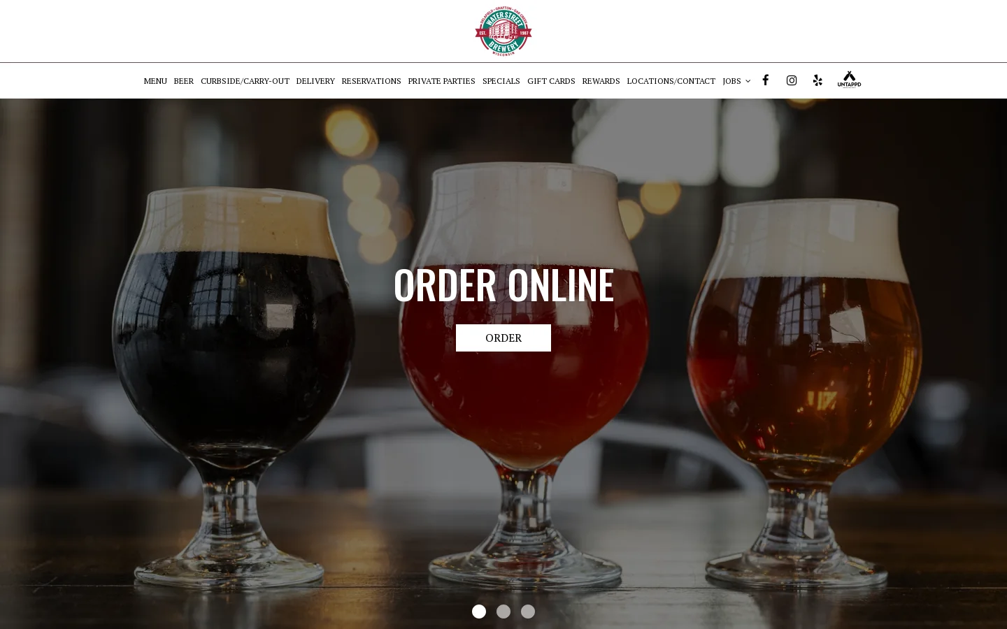 Water Street Brewery Homepage screenshot