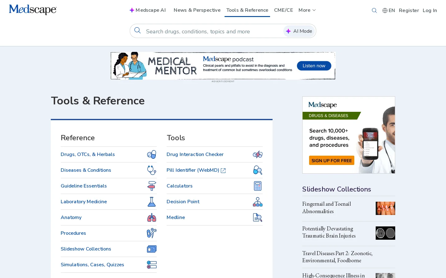 Guideline Essentials — Clinical Guideline Summaries | Medscape Homepage screenshot