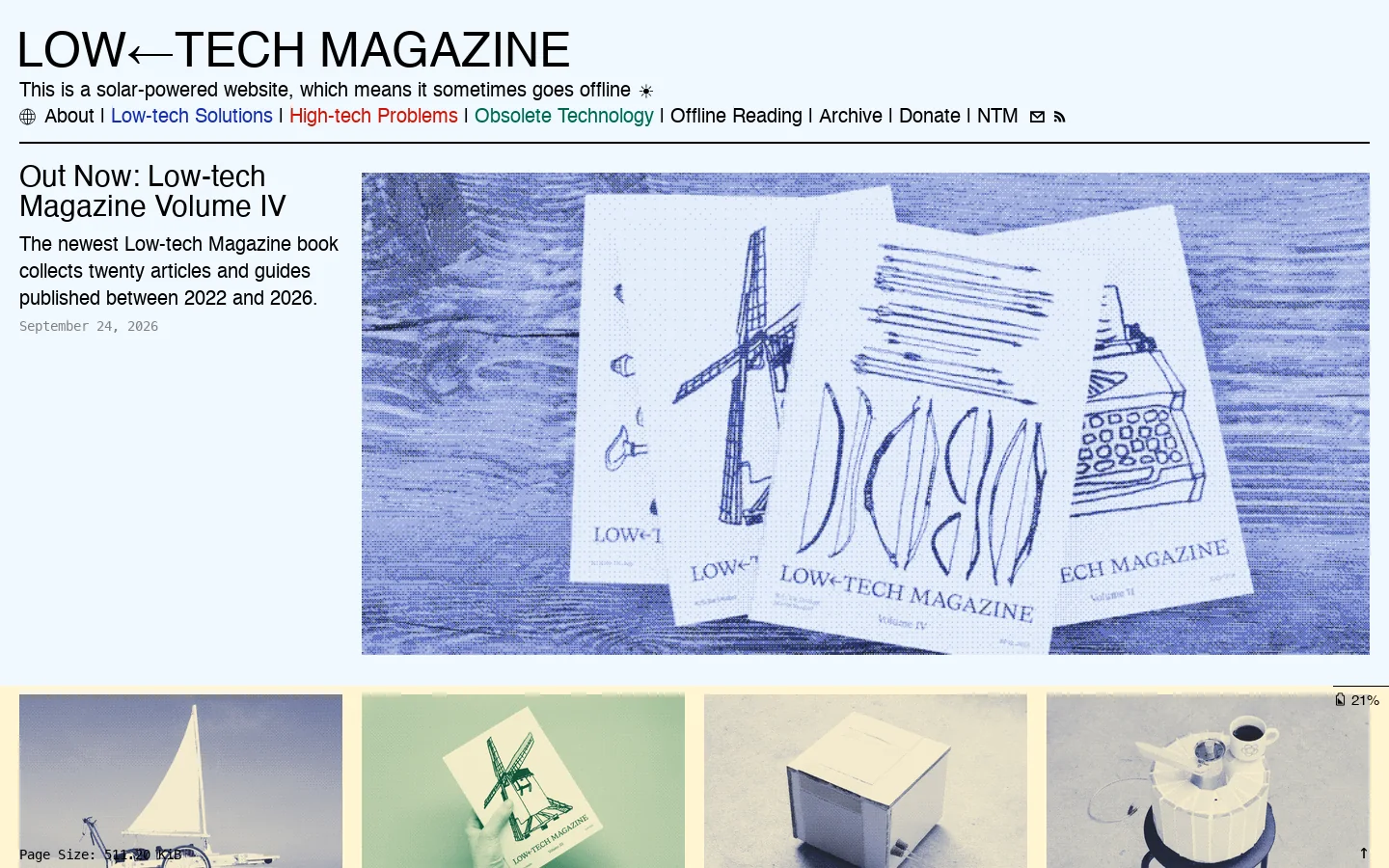 LOW←TECH MAGAZINE Homepage screenshot