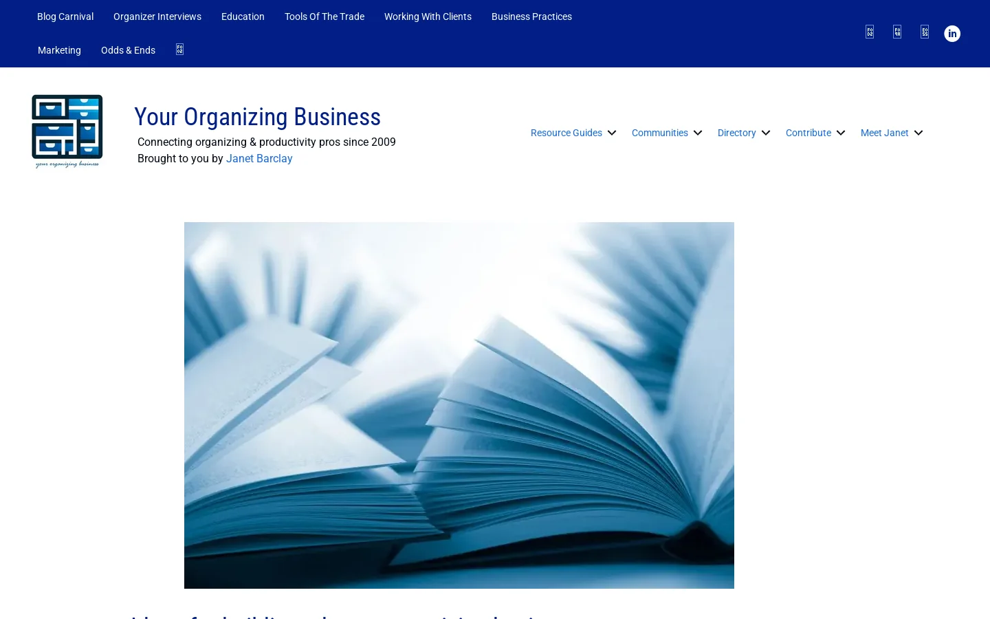 Your Organizing Business Homepage screenshot