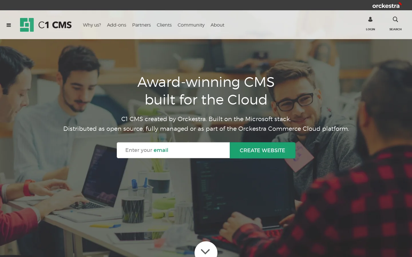 C1 CMS created by Orckestra Homepage screenshot