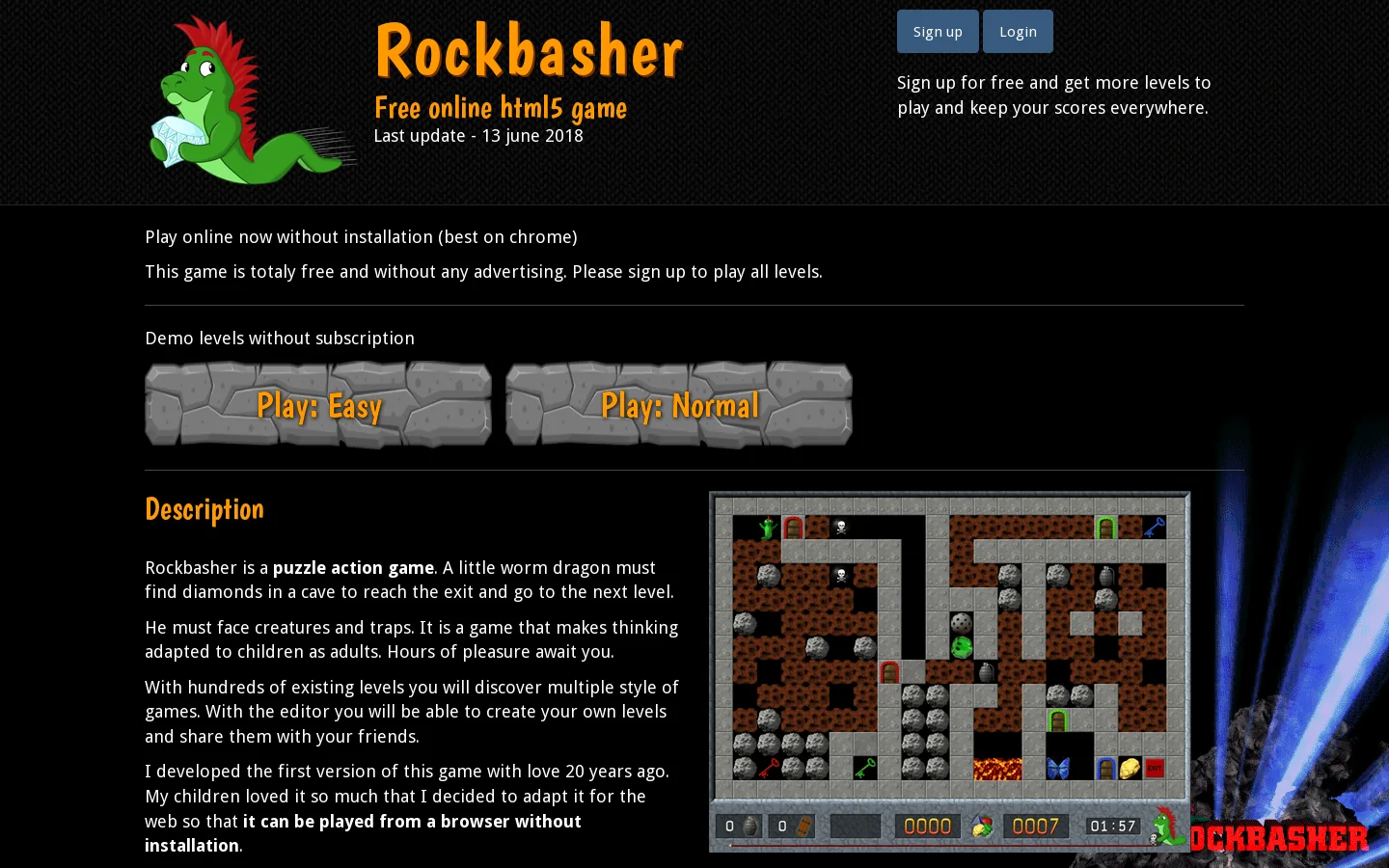 Rockbasher Homepage screenshot