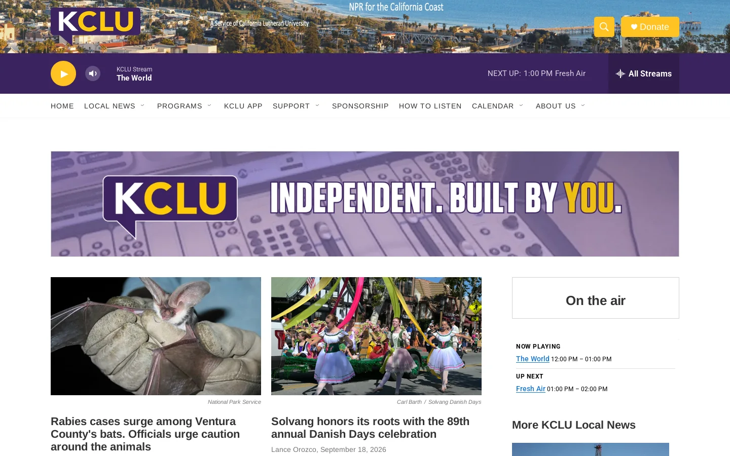 KCLU Homepage screenshot